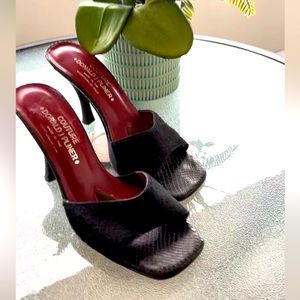 Donald J Pliner Couture Slides Very RARE Black Pony Hair w/Snakeskin Size 8.5